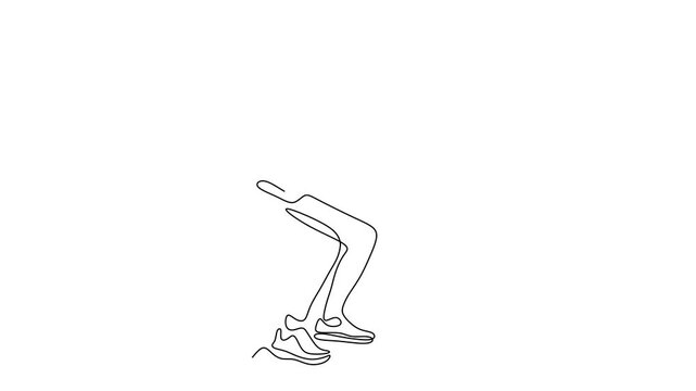 Animated self drawing of continuous line draw of   Woman Squatting with Dumbbell   Full length one line animation. 4K