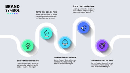 Fototapeta na wymiar Infographic template. Horizontal line with 5 circles