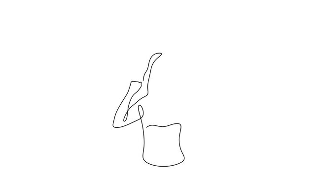 Animated self drawing of continuous line draw of   happy Business woman with dollar sign.   Full length one line animation. 4K
