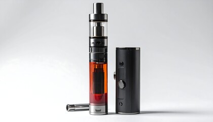 Obraz premium A disassembled electronic cigarette on a white surface