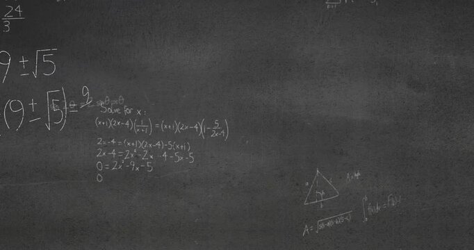 Animation of mathematical equations on black background