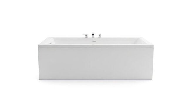 Modern white bathtub isolated on white background for home interior design