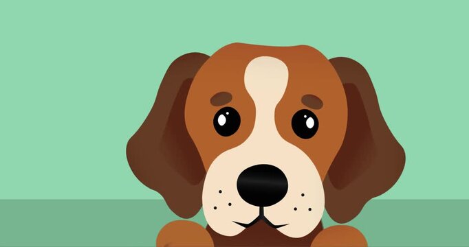 Animation of dog icon with copy space on green background