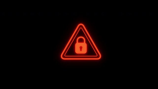 Cyber security lock warning icon on black background minimal data protection concept
