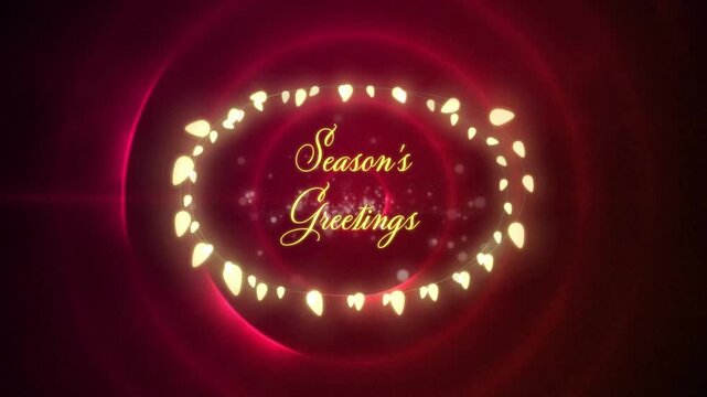 Fragments glowing on ring, script appearing with sparkles drifting sharing Season's Greetings
