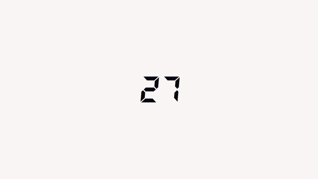Countdown timer from 1 minutes to 0 seconds real time. animated number 60 sec countdown.