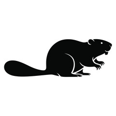 Fototapeta premium A stark black silhouette of a beaver showcasing its unique physical features silhouette