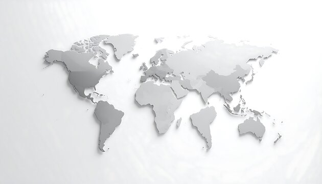 World Map - A Minimalist, Gray-Scale Representation of the Globe.