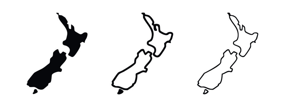 New Zealand Map Outlines