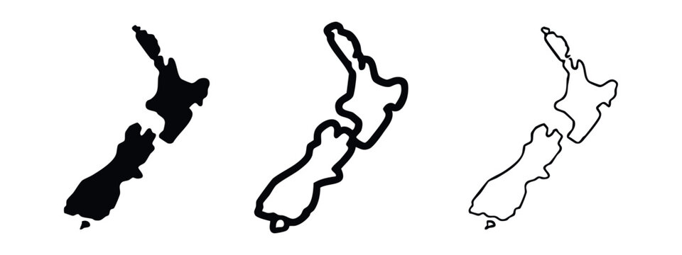 New Zealand Map with Flag Elements