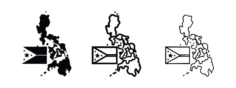 Netherlands country map silhouette, outline, and thick outline on white background