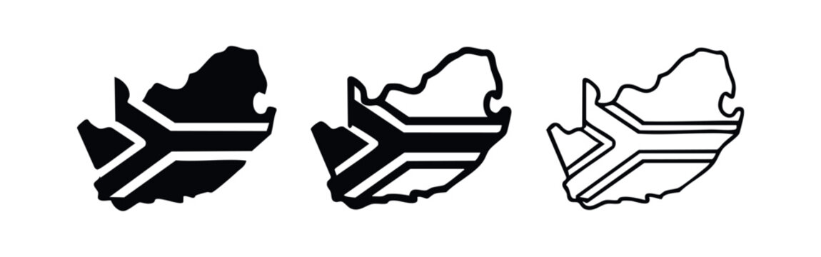 Egypt map outline with flag and national emblem - graphic illustration