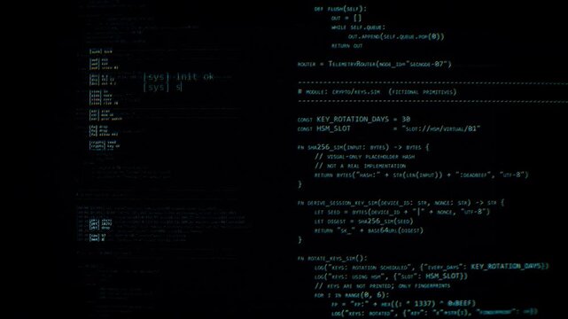 Access denied warning with cyber attack code background and security breach concept