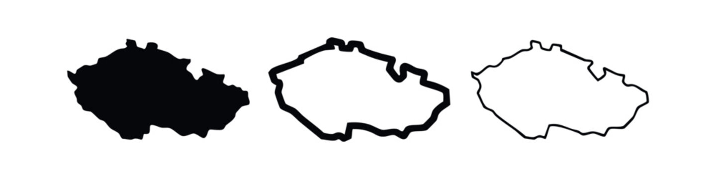 Czech Republic map silhouette, outline, and simple line art on white background