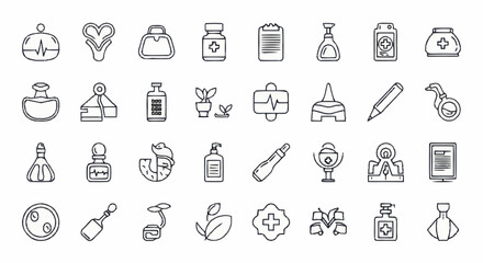 Fototapeta premium Collection of Medical and Health Icons Line Art.