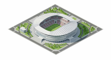 Modern Football Stadium Aerial View with Green Field. © Kiki