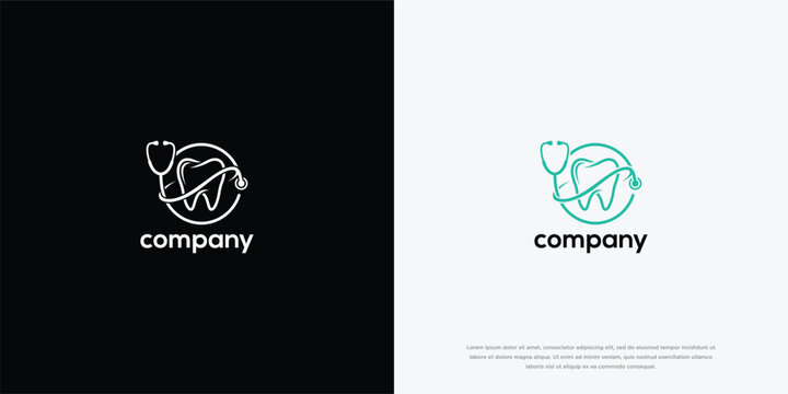 Minimalist Dental Logo with Stethoscope and Tooth