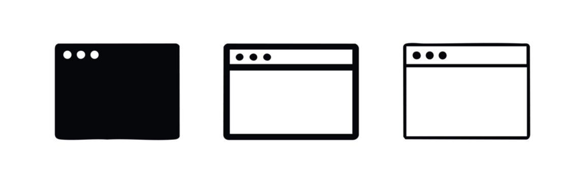 Web Browser Window Icons for Website Interface and Digital Software Design