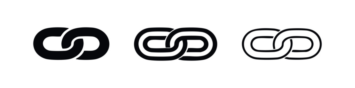 Interlocking Chain Link Icons for Hyperlink Connection and Security Symbols