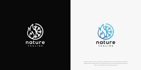 Fototapeta premium Nature Logo Fire and Snowflake Fusion