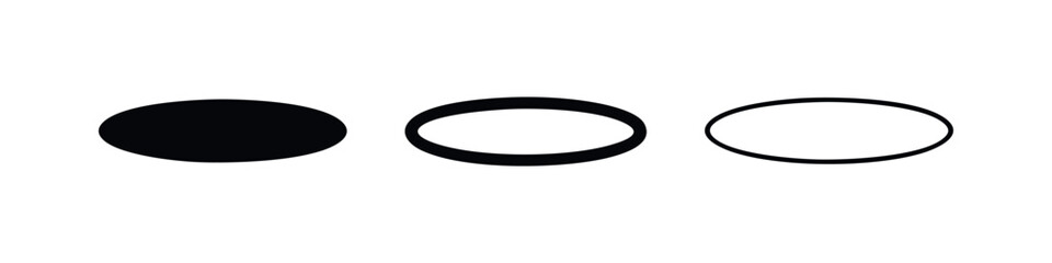 Naklejka premium Simple oval hole icon set with different line weights for shadow or depth effects
