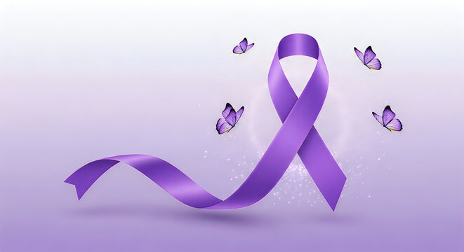 Purple ribbon awareness symbol of hope remembrance and support for various causes