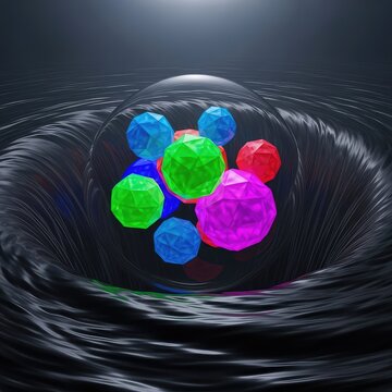 Conceptual digital rendering showing a massive void where gravity is completely nullified, creating an isolated, weightless zone, science, antigravity, blank