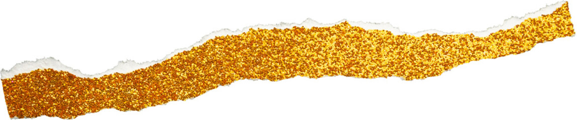 Naklejka premium Ripped gold glitter paper torn edges strips isolated background