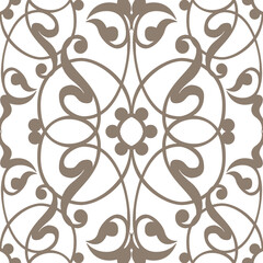 Seamless pattern in the style of Baroque. Elegant damask tile symmetrical floral motifs. Classic arabesque design for high-end interior decor. Taditional baroque art. Seamless tile. Vector  © z_olga_art