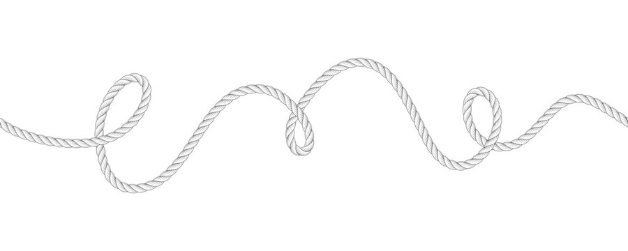 Rope seamless pattern. Seamless wavy ropes. Hemp twisted ropes. Decorative wavy cords. Marine twine.