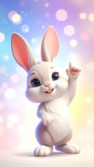 Fototapeta premium A cute cartoon rabbit with big eyes and long ears