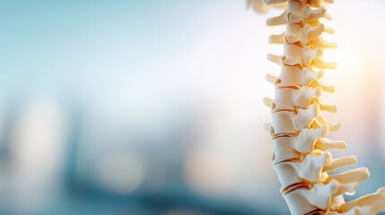Fototapeta premium Chiropractic Clinic Banner With Blurred Spine Model and Empty Space for Text in a Professional Setting
