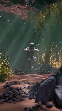 3D Astronaut surreal scene loop