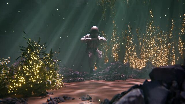 3D Astronaut surreal scene loop