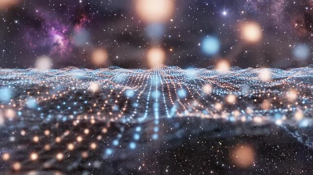 Cosmic digital wave in space for corporate presentations, business marketing, and commercial use