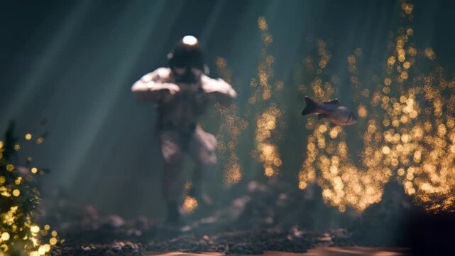 3D Astronaut surreal scene loop