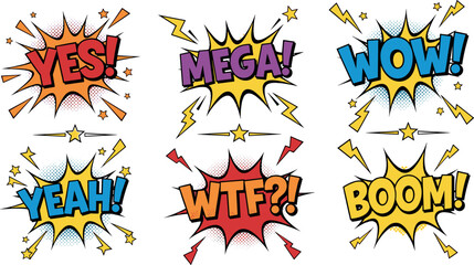 Fototapeta premium Comic Style Explosion Speech Bubbles Set with 