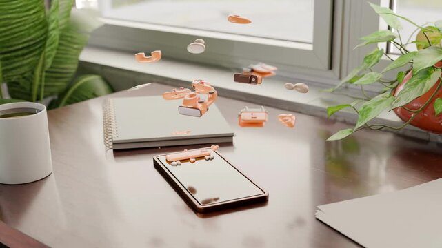 3D Smartphone Desk Interface animation