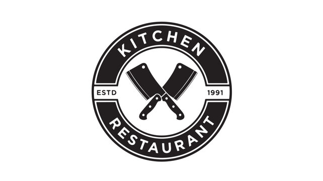 Knife repair logo with crossed blades, Estd label, and 1991 date badge for restaurant or service branding