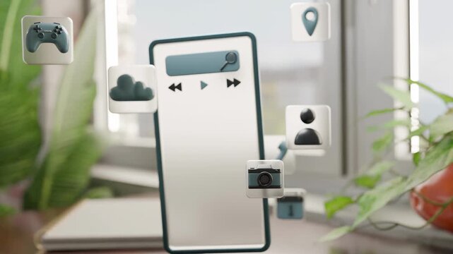 3D Smartphone Desk Interface animation
