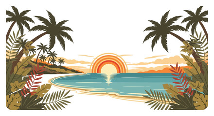 Obraz premium Tropical beach with palm trees.