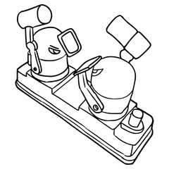 Obraz premium Mini fighting robot toy on table illustration hand drawn outline vector