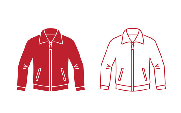 Red and white jacket two styles, zipped up, with collars and pockets jackets clothing fashion