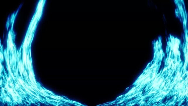 Blue Fiery Ring Flame Loop Background &ndash; Cinematic Fire Vortex Animation, Abstract Burning Energy Effect
