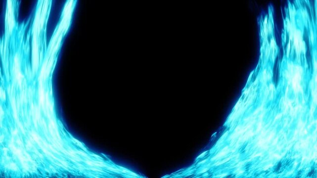 Blue Fiery Ring Flame Loop Background &ndash; Cinematic Fire Vortex Animation, Abstract Burning Energy Effect