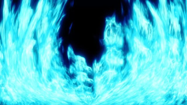 Blue Fiery Ring Flame Loop Background &ndash; Cinematic Fire Vortex Animation, Abstract Burning Energy Effect