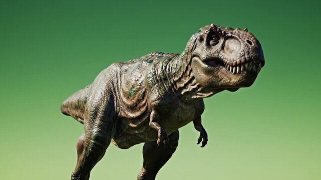 Realistic T Rex Dinosaur Walking Green Screen CGI Animation Loop. 4K Video