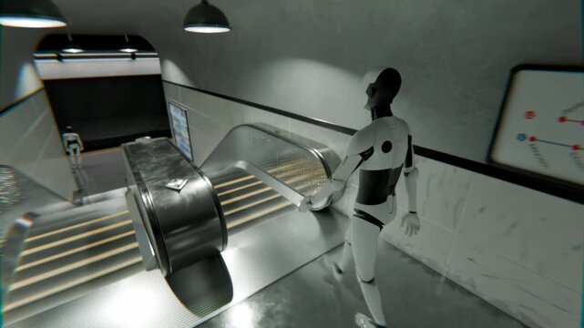 3D Robot Escalator Station loop