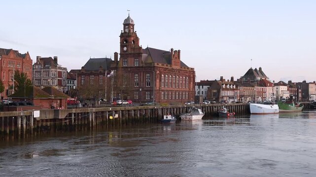 View of the Great Yarmouth Borough Council building, an iconic historic landmark located in the heart of Great Yarmouth city centre, Norfolk, England.
