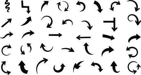 Fototapeta premium A collection of black arrows on a white background